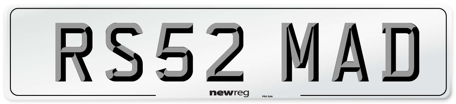 RS52 MAD Number Plate from New Reg
